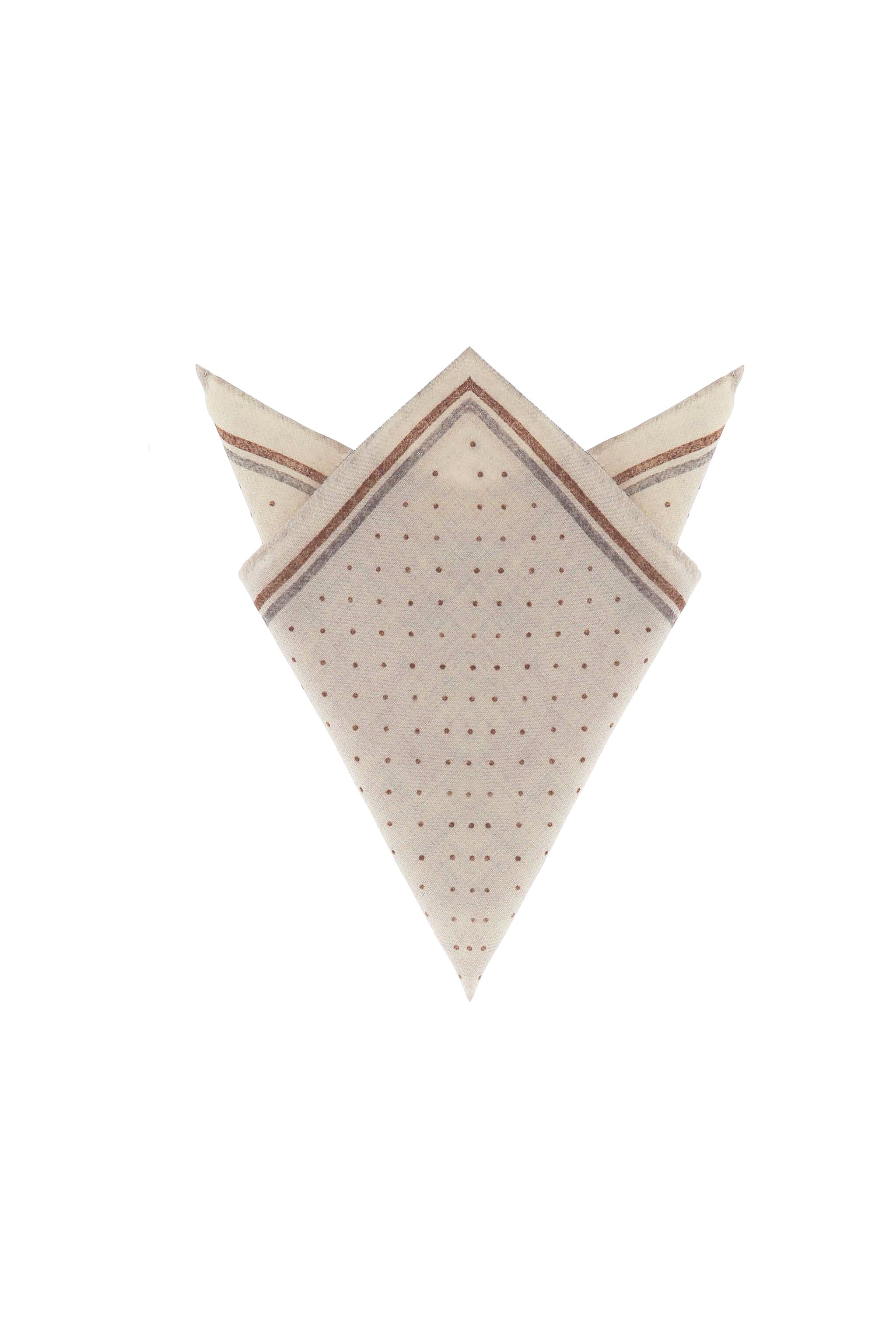 Beige pocket square with a micro polka dot pattern