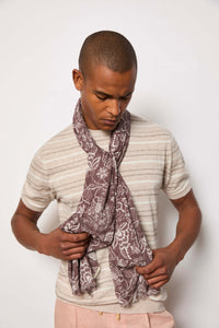 Paisley-print scarf -pink bordeaux