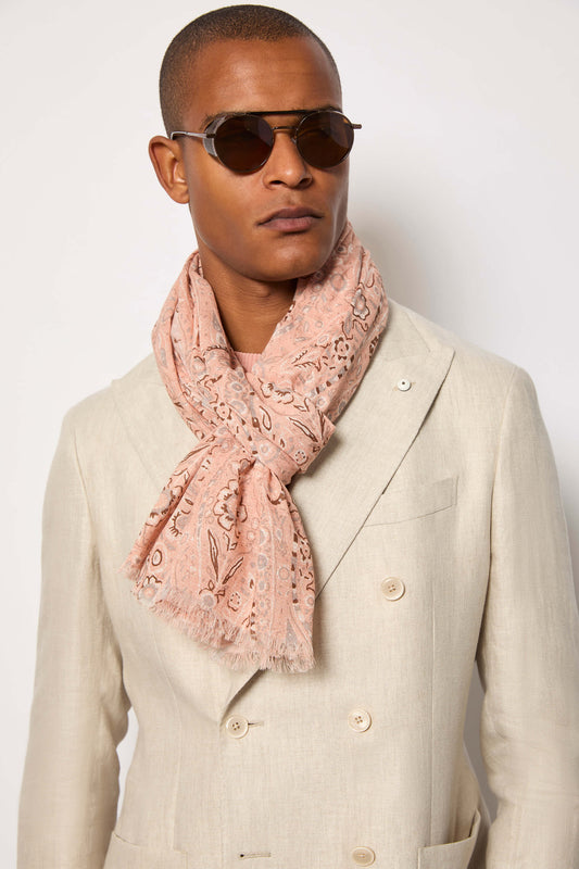 Paisley-print scarf -pink