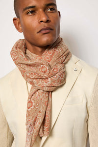 Floral-print scarf earth