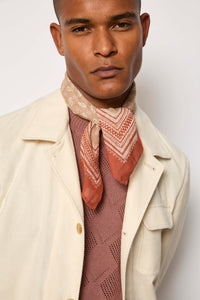 Paisley-print neck scarf beige