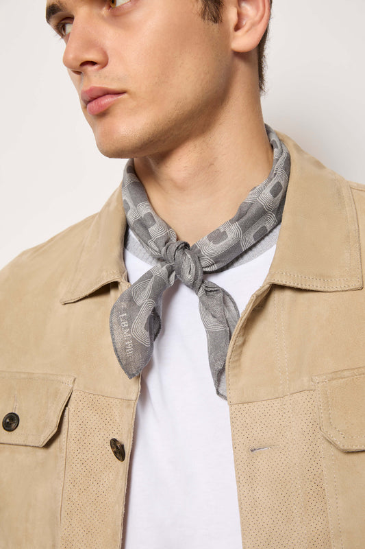 Foulard fantasia geometrica grigio