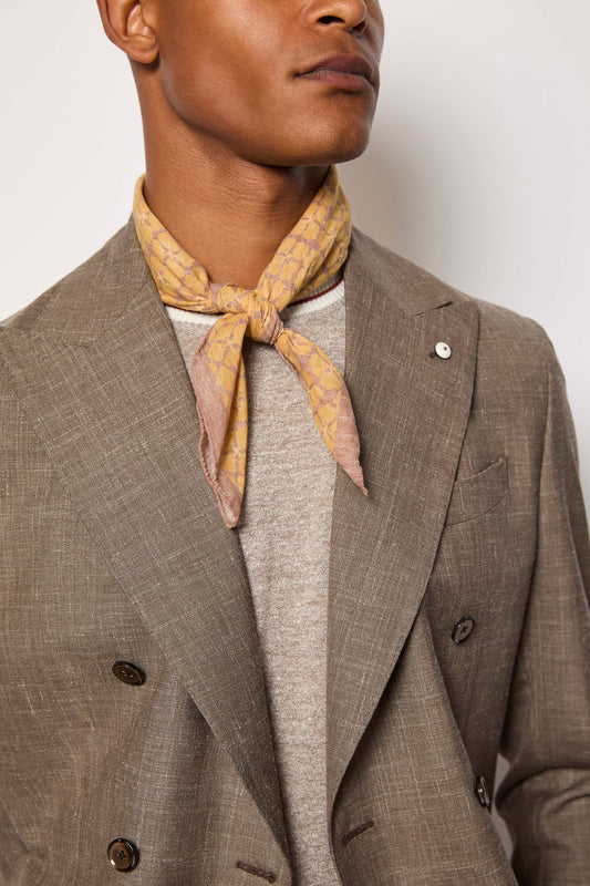 Geometric-print neck scarf - ochre