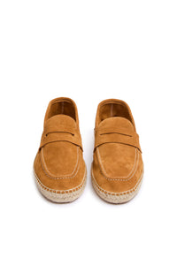 Brown suede loafers yellow