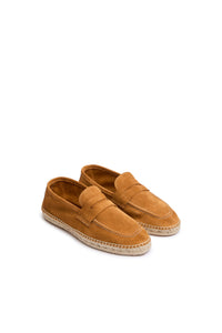 Brown suede loafers yellow