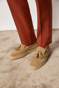 Suede tassel loafers - beige earth