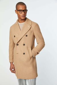 Jersey chesterfield coat in beige earth