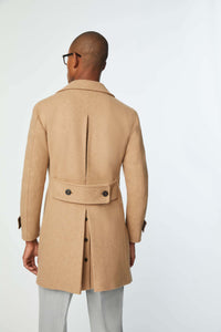 Jersey chesterfield coat in beige earth