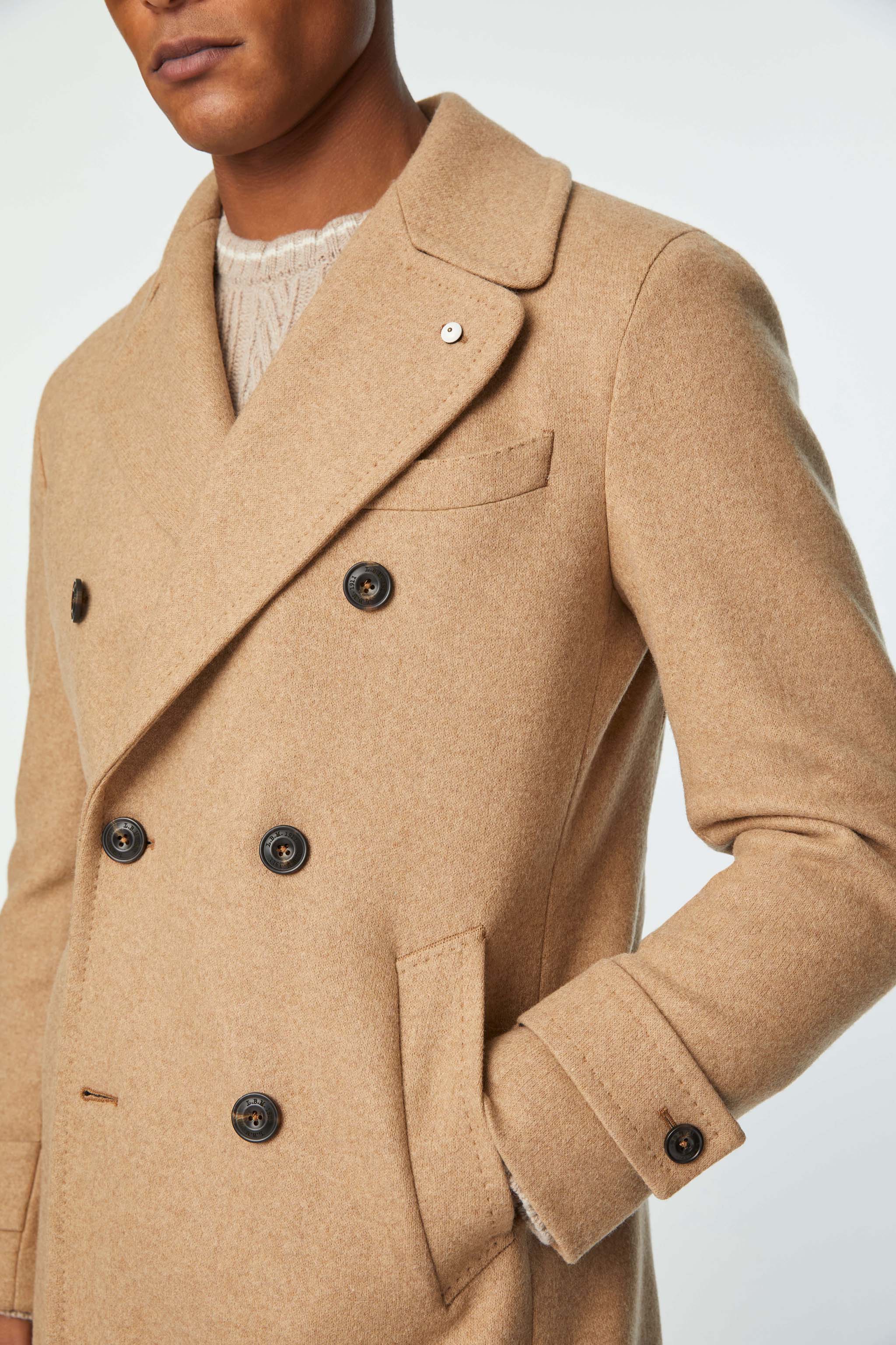 Jersey Chesterfield coat in beige