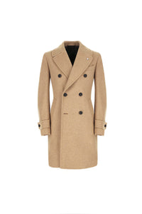 Jersey chesterfield coat in beige earth