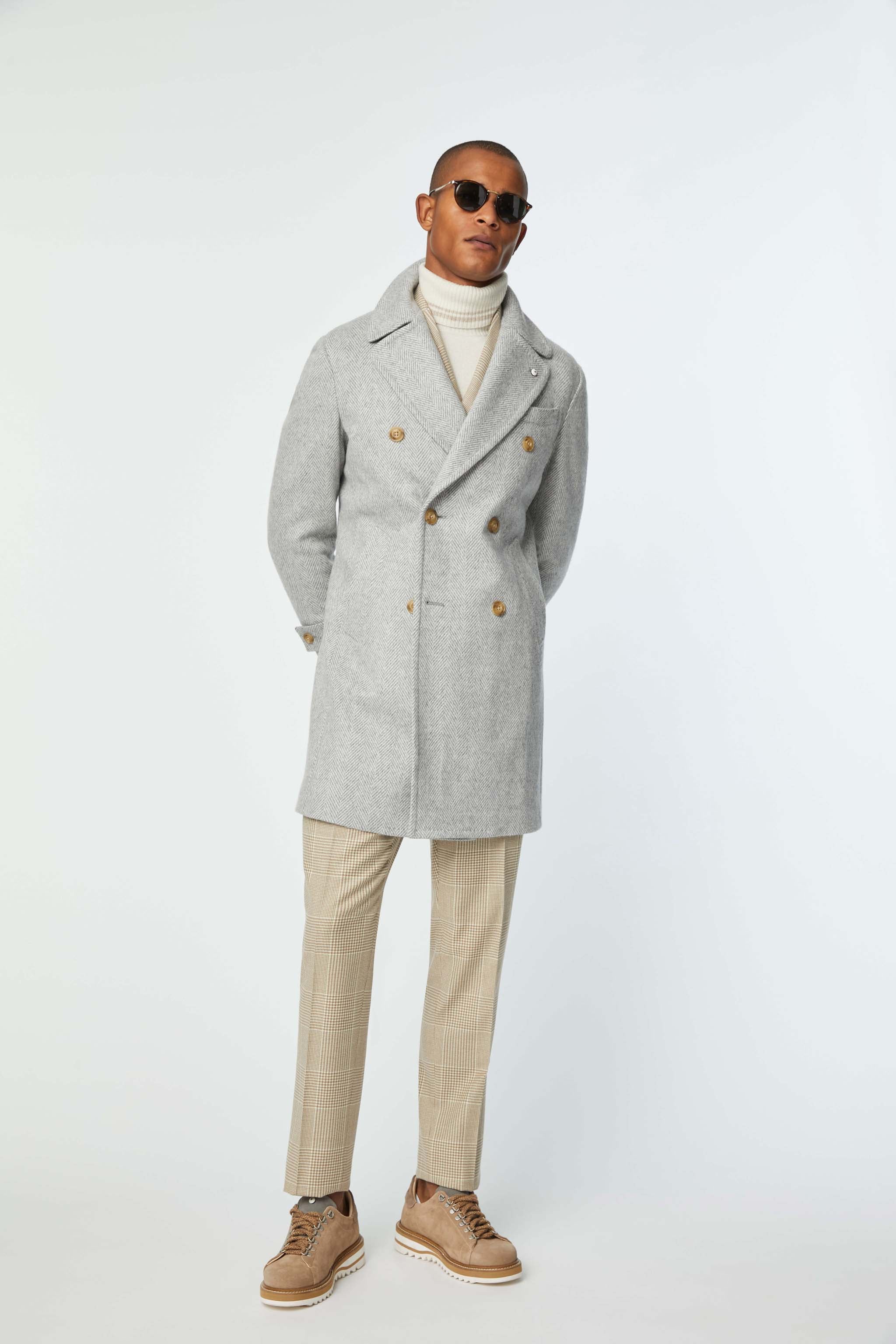 Jersey Chesterfield coat in gray