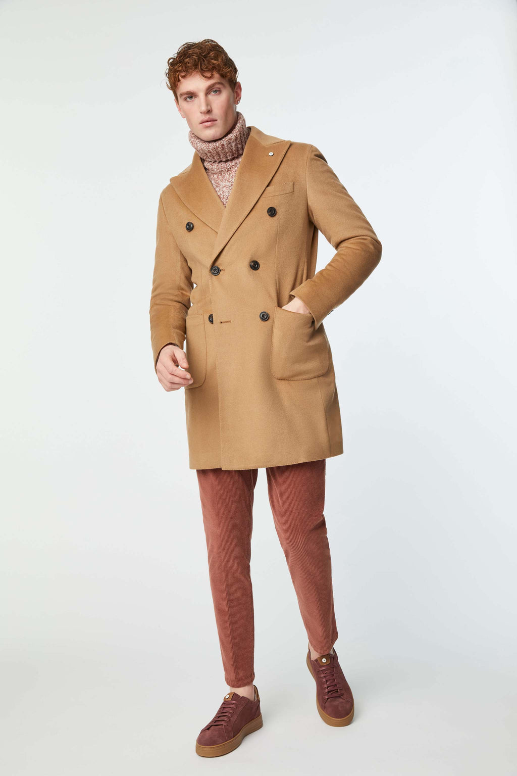 Double-breasted cashmere coat