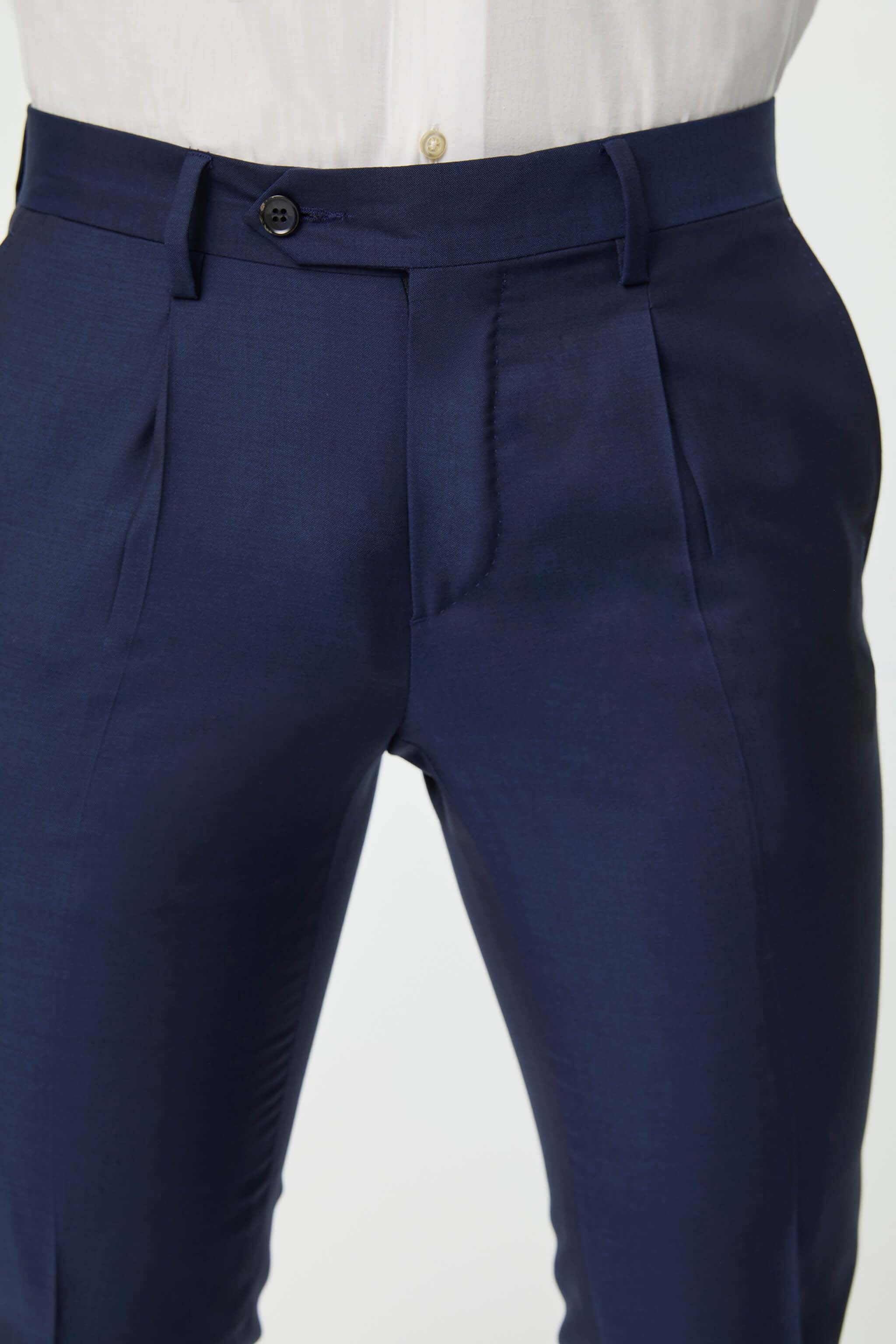 Pantalone Duetto MAI TAI in lana blu elettrico