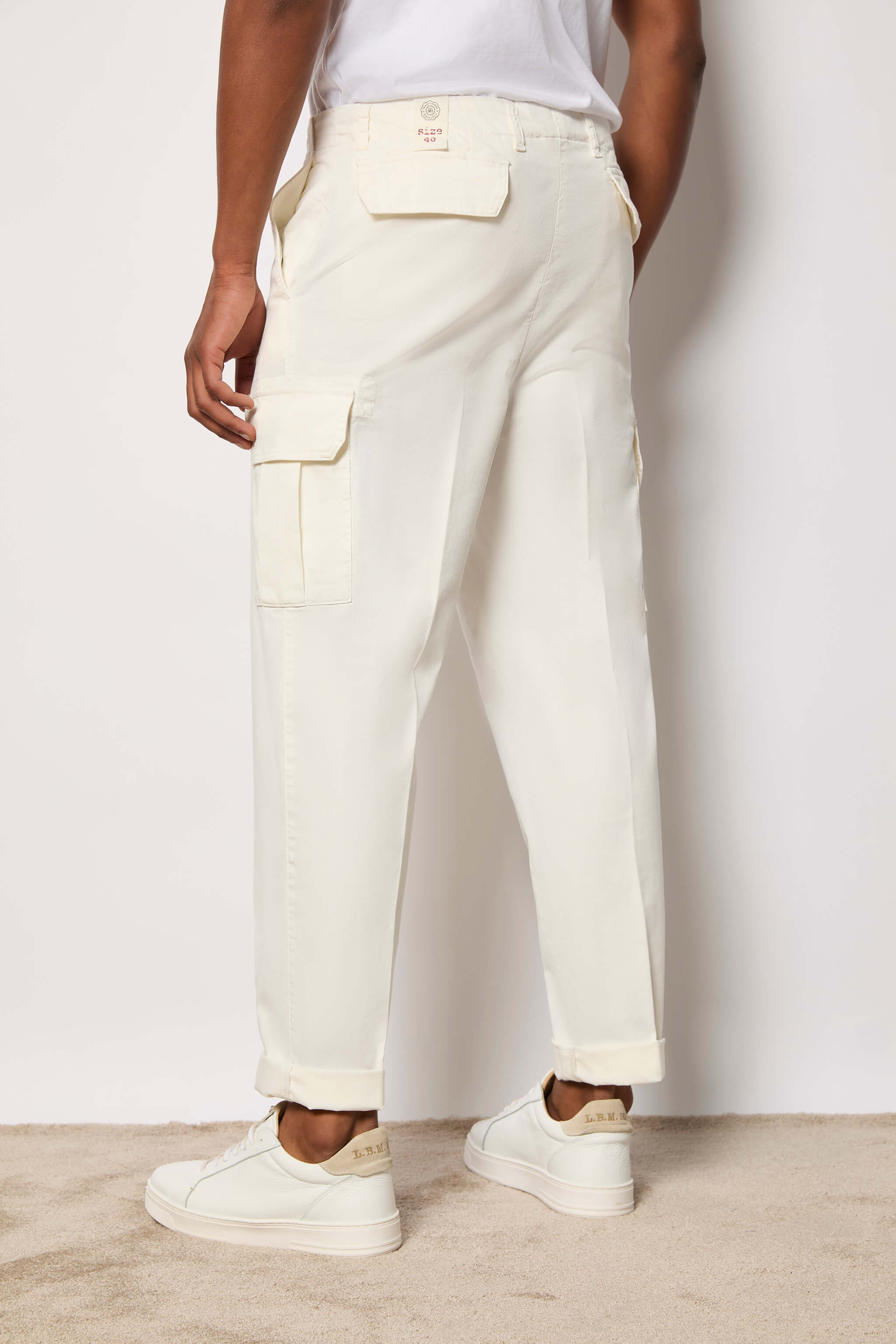 Garment-dyed CARGO pants - ivory