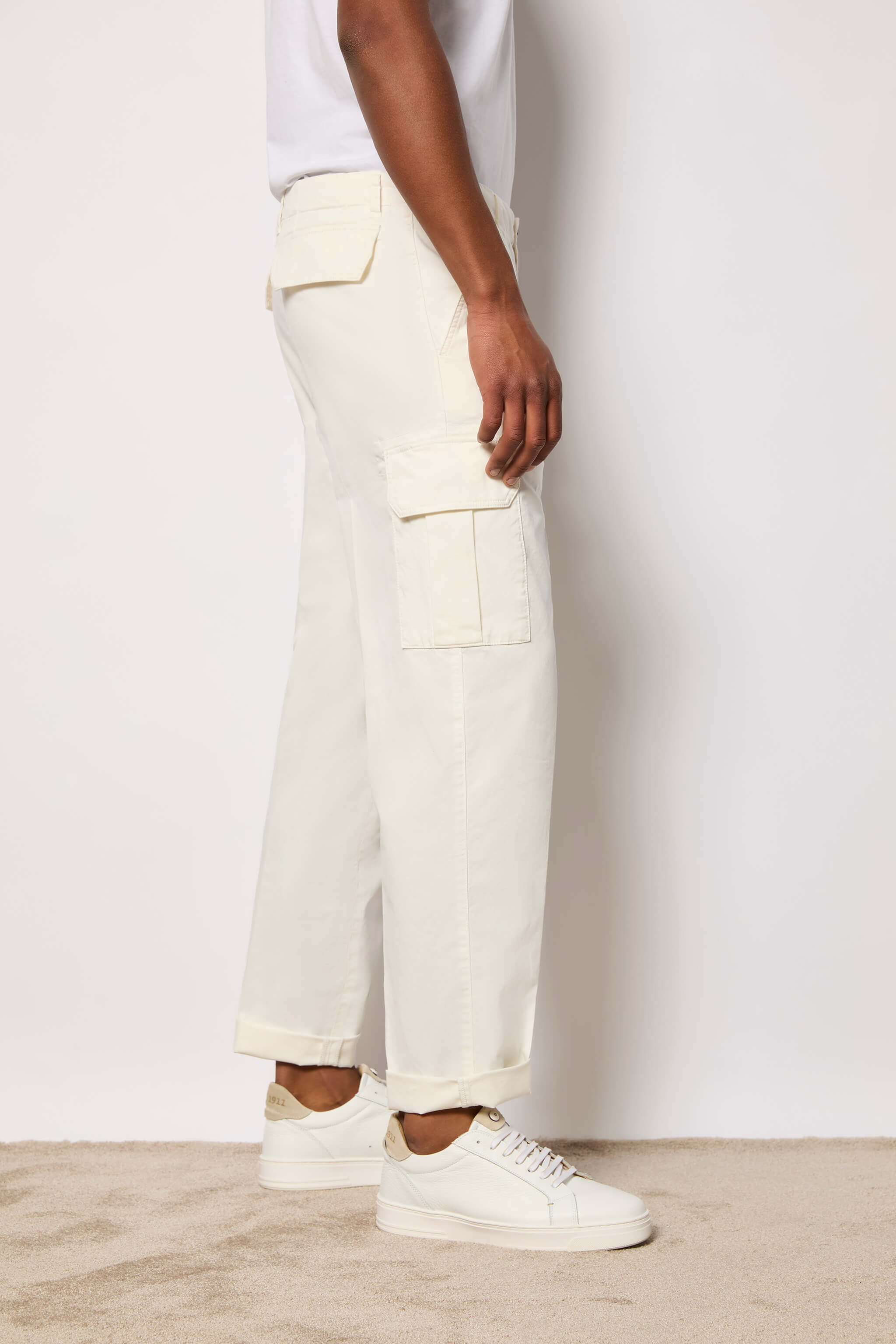 Garment-dyed CARGO pants - ivory