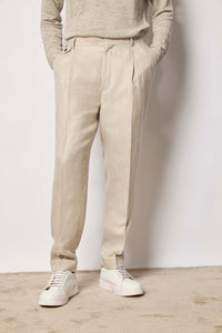 Pantalone miles in lino avorio beige