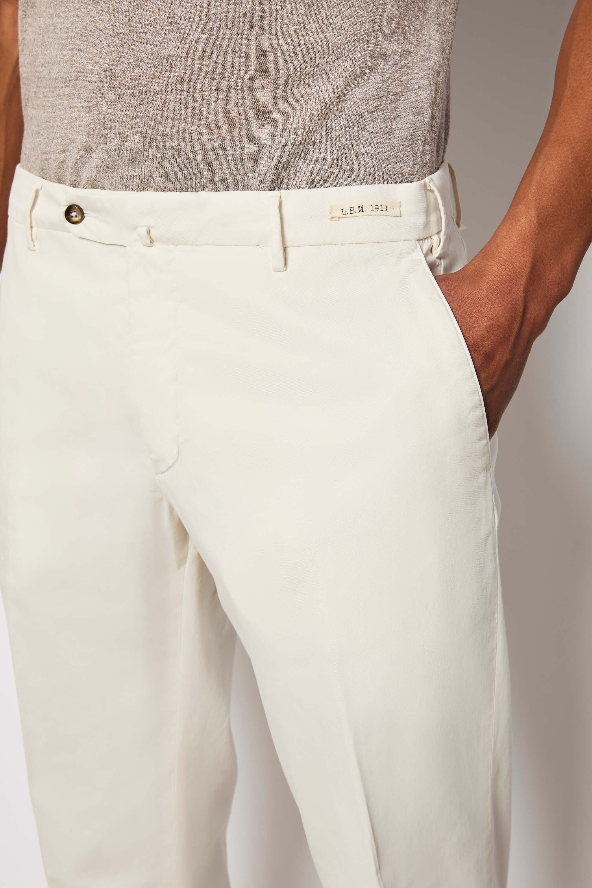 Garment-dyed RAY pants - white