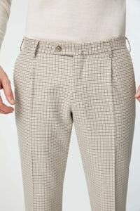 Pantalone michael pied de poule beige