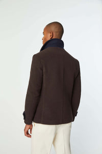 Untreated peacoat in dark brown brown