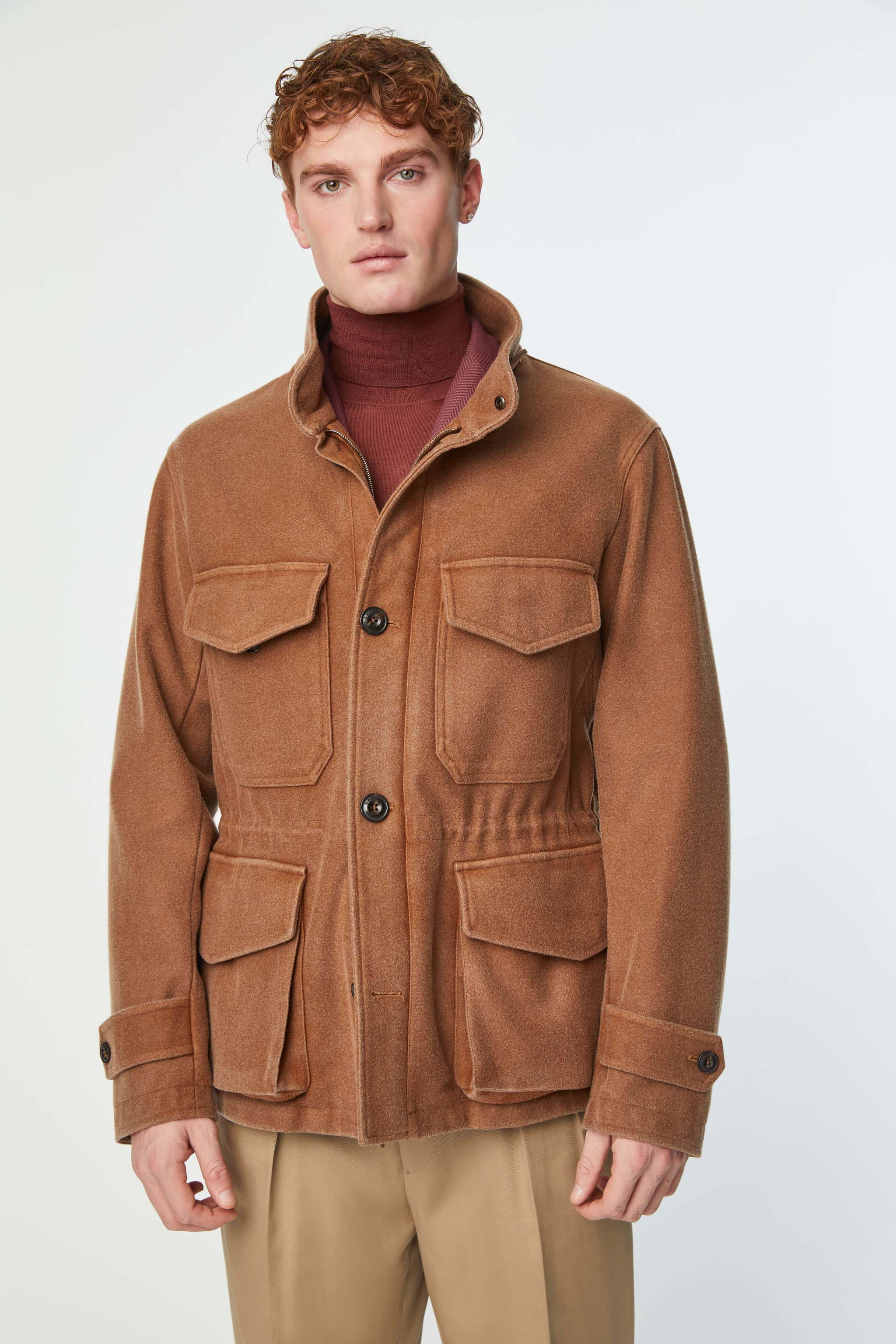 Garment-dyed field jacket in burnt brown