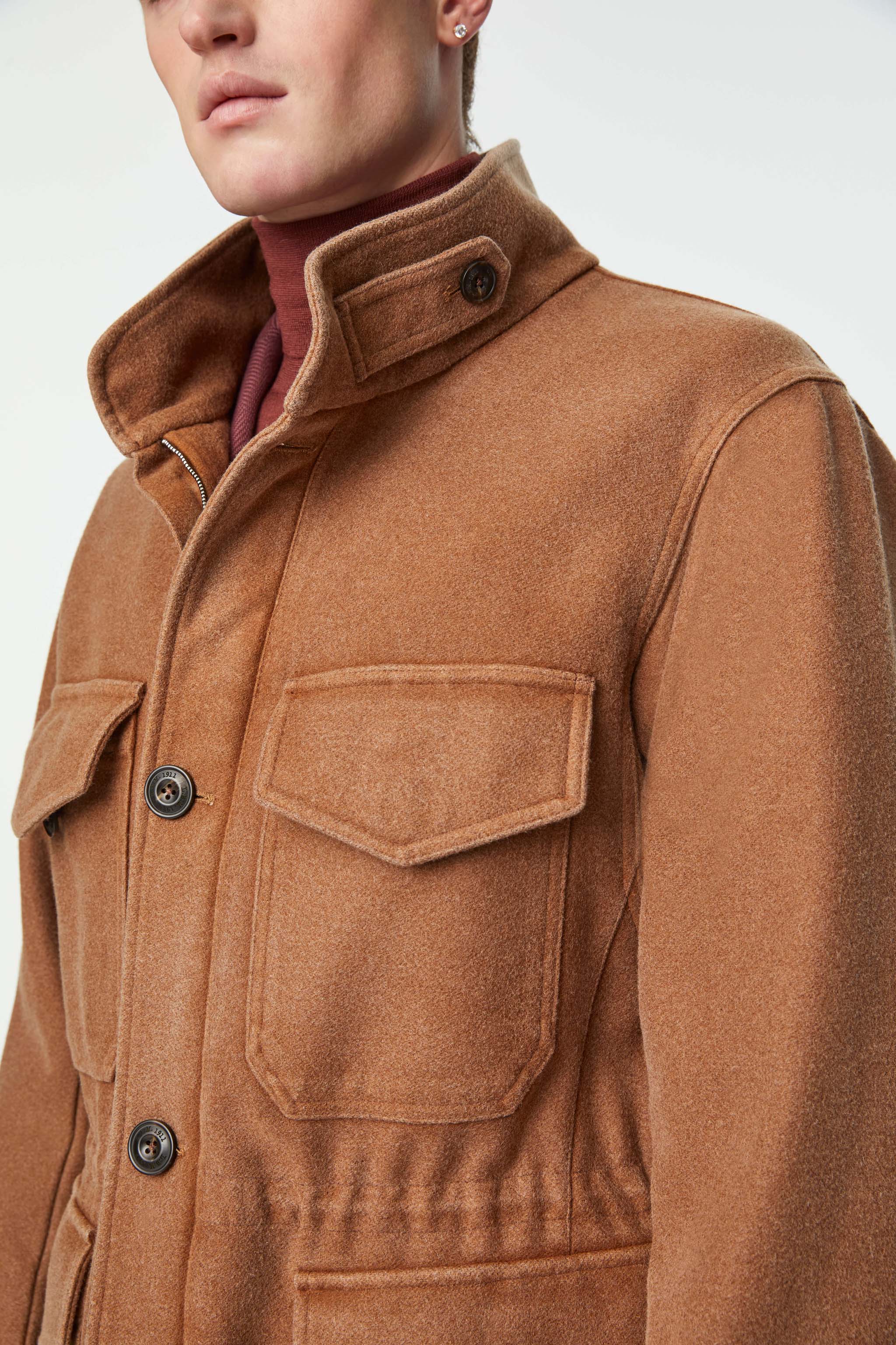 Garment-dyed field jacket in burnt brown