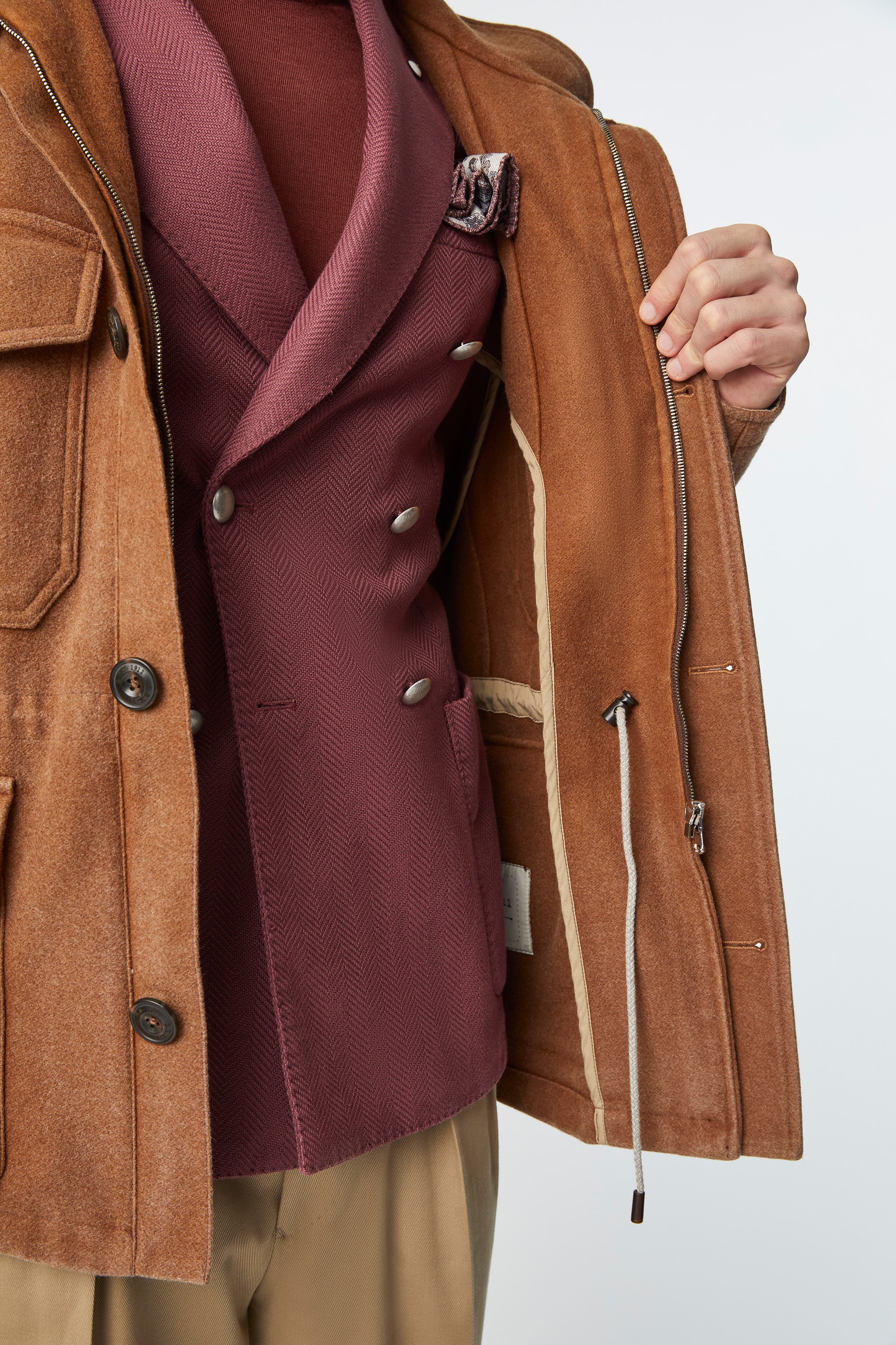 Garment-dyed field jacket in burnt brown