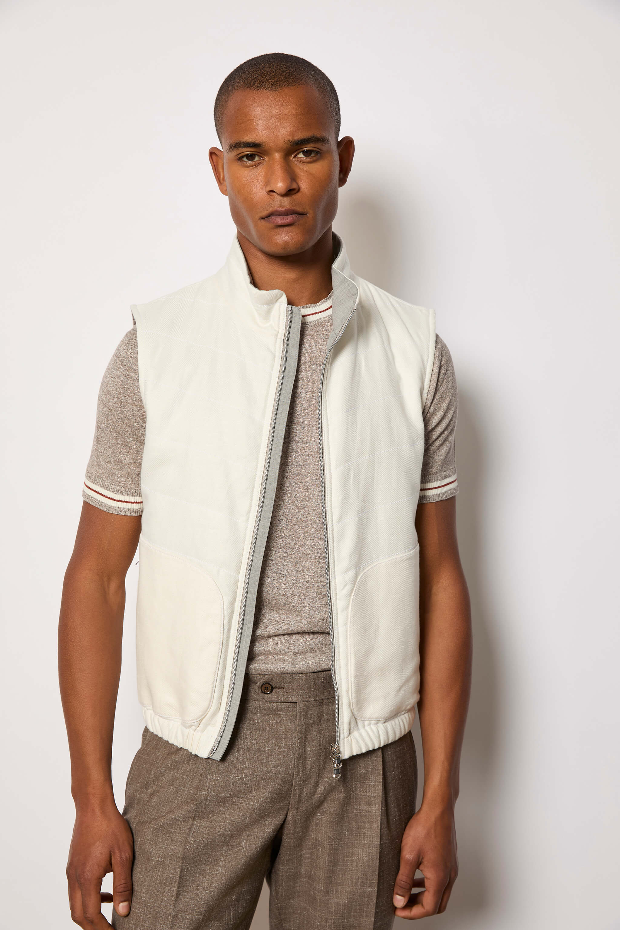 Gilet imbottito non trattato beige