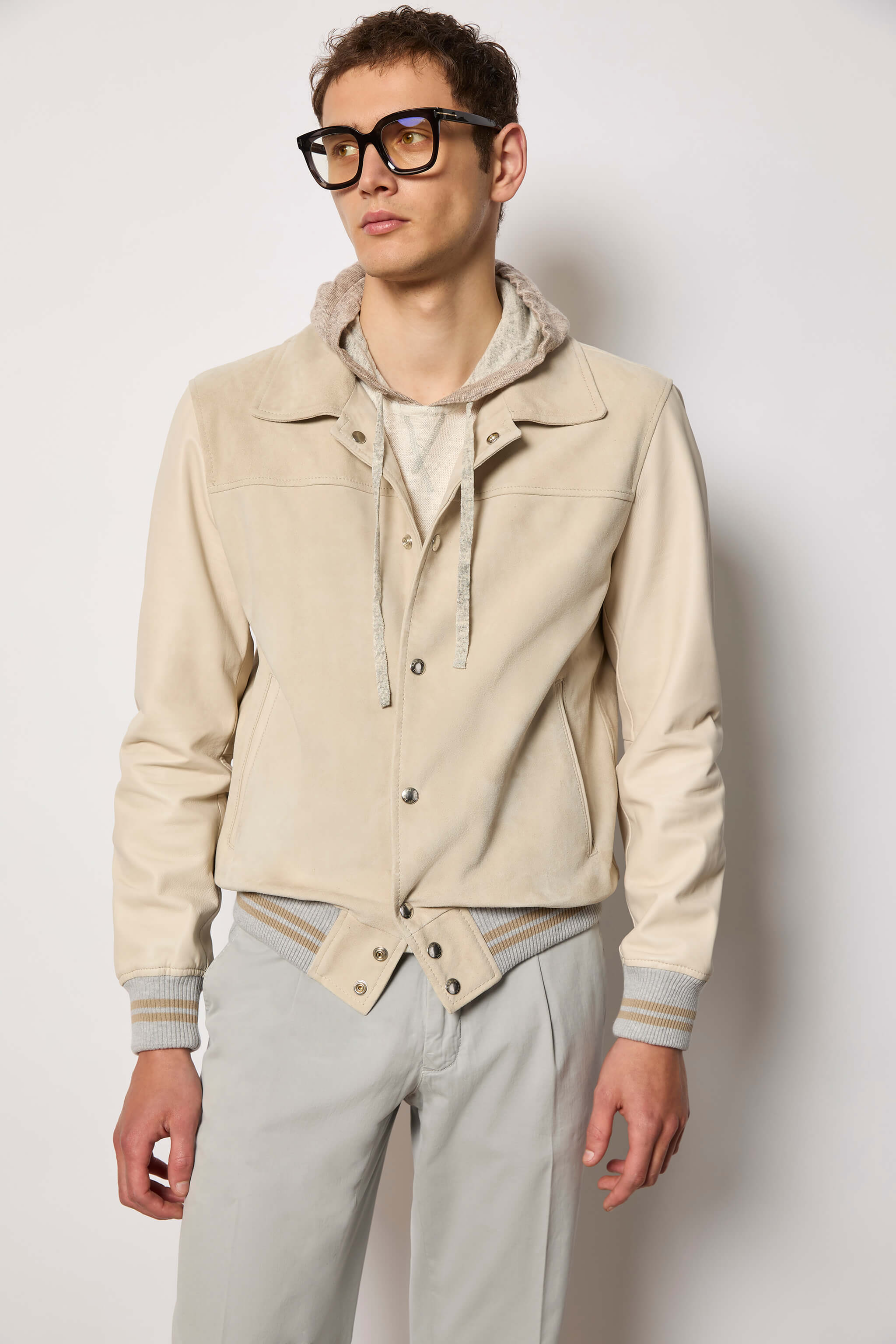 Giubbino in suede beige