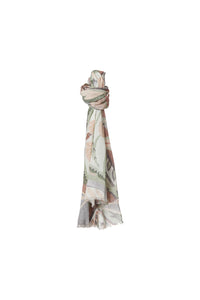 Botanical-print scarf - ivory light green