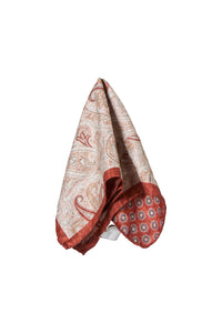 Geometric-print silk pocket square - sienna brick