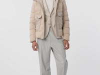 Hooded padded jacket in beige