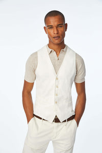 Garment-dyed mike vest in white white