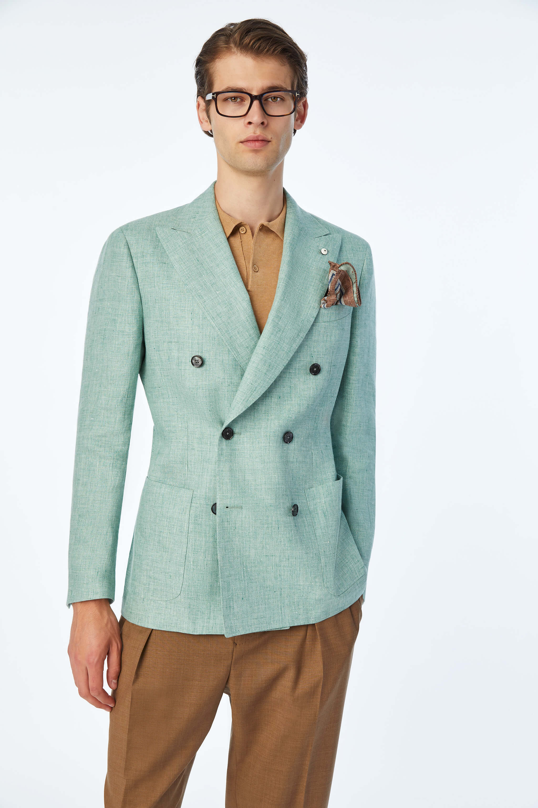 Double-breasted slim fit TOM jacket in green