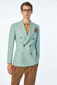 Double-breasted slim fit tom jacket in green light green