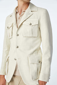 Garment-dyed sahara jacket in white white