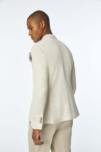 Double-breasted jersey tom jacket in ivory beige