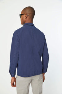 Garment-dyed denim overshirt in blue blue