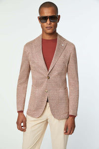 Houndstooth jersey jack jacket bordeaux