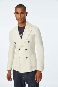 Double-breasted punto jacket in ivory white