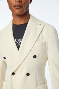 Double-breasted punto jacket in ivory white