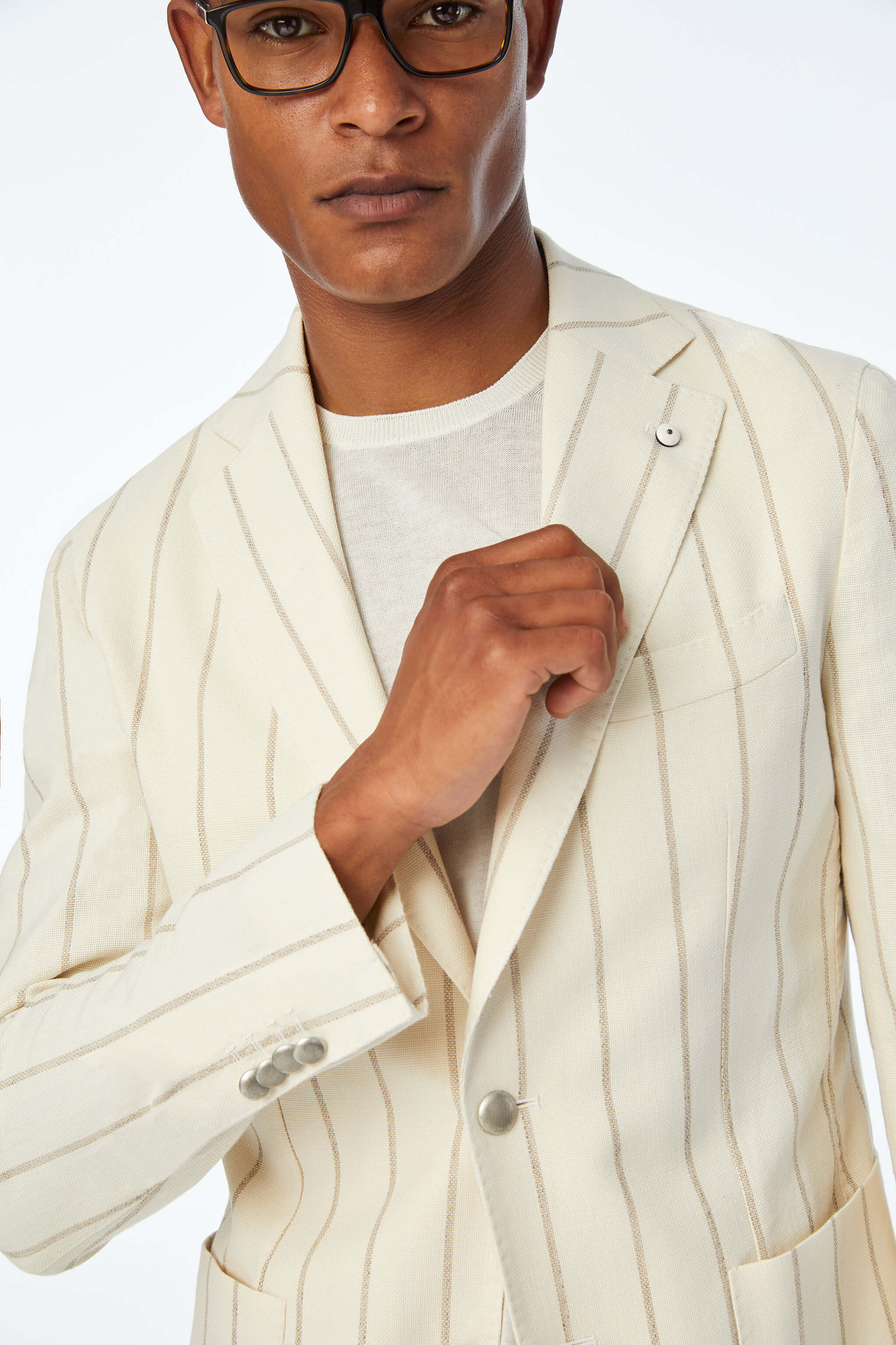 Garment-washed, slim fit JACK jacket in White