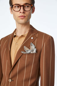 Daiquiri drop 7 beige pinstripe suit brick