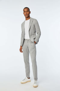 Jack suit in jersey pinstripe light grey