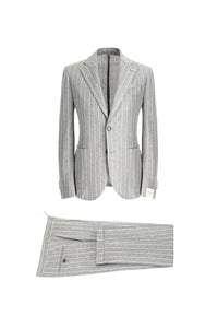 Jack suit in jersey pinstripe light grey