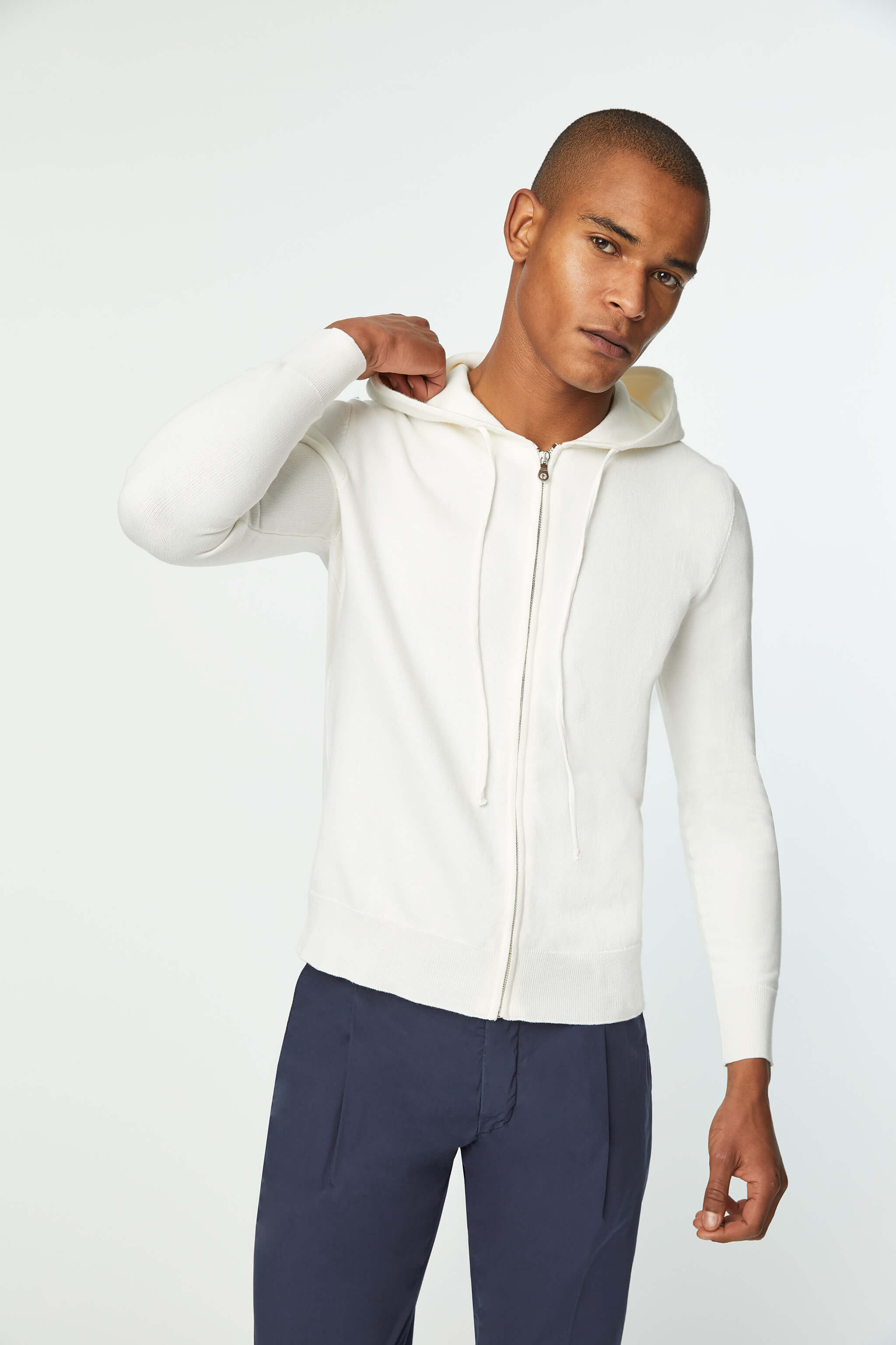 Front-zip knit sweatshirt in White