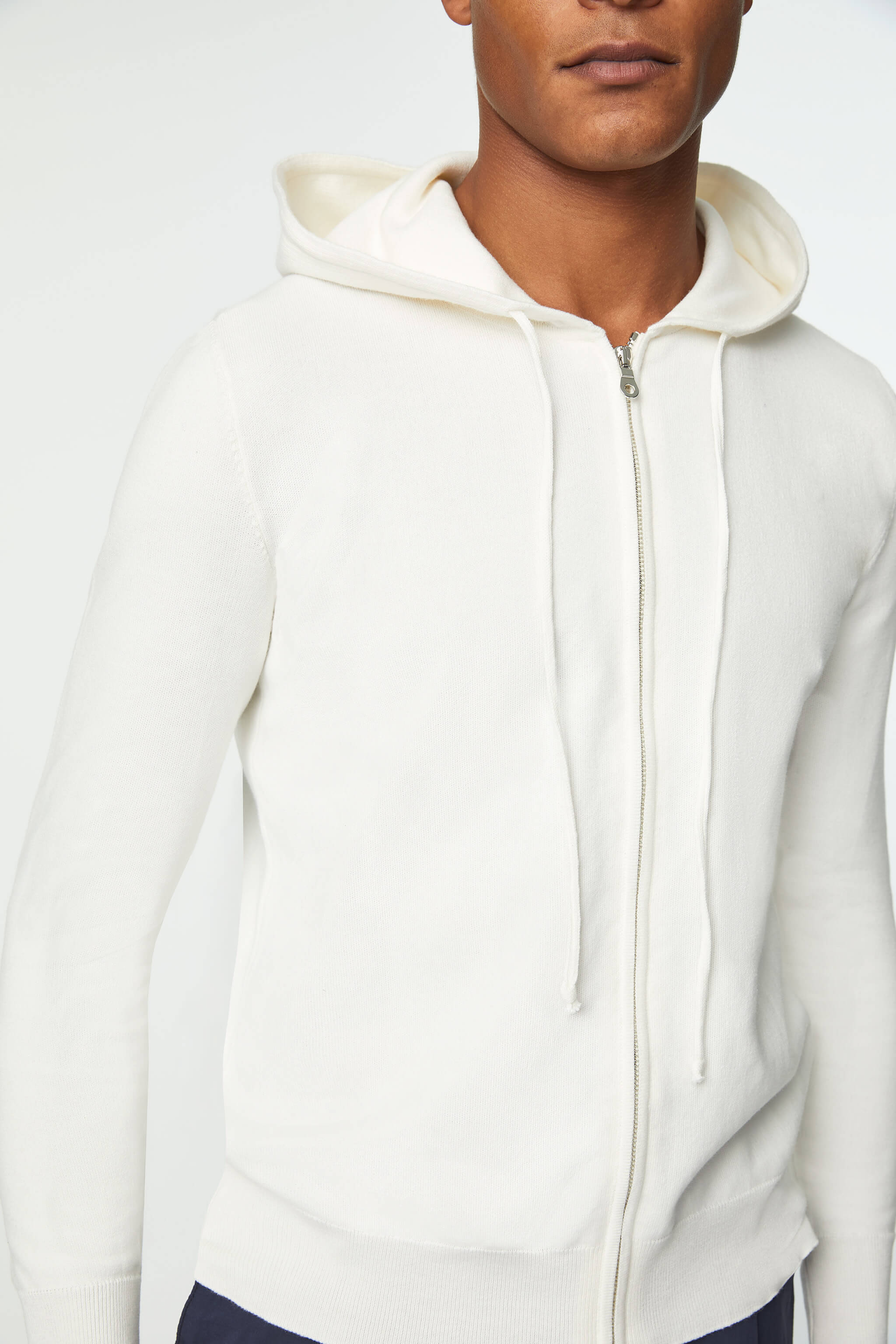 Front-zip knit sweatshirt in White
