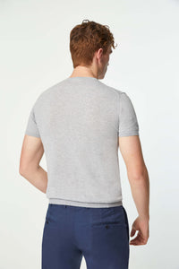Short sleeve cotton t-shirt in gray melange light grey