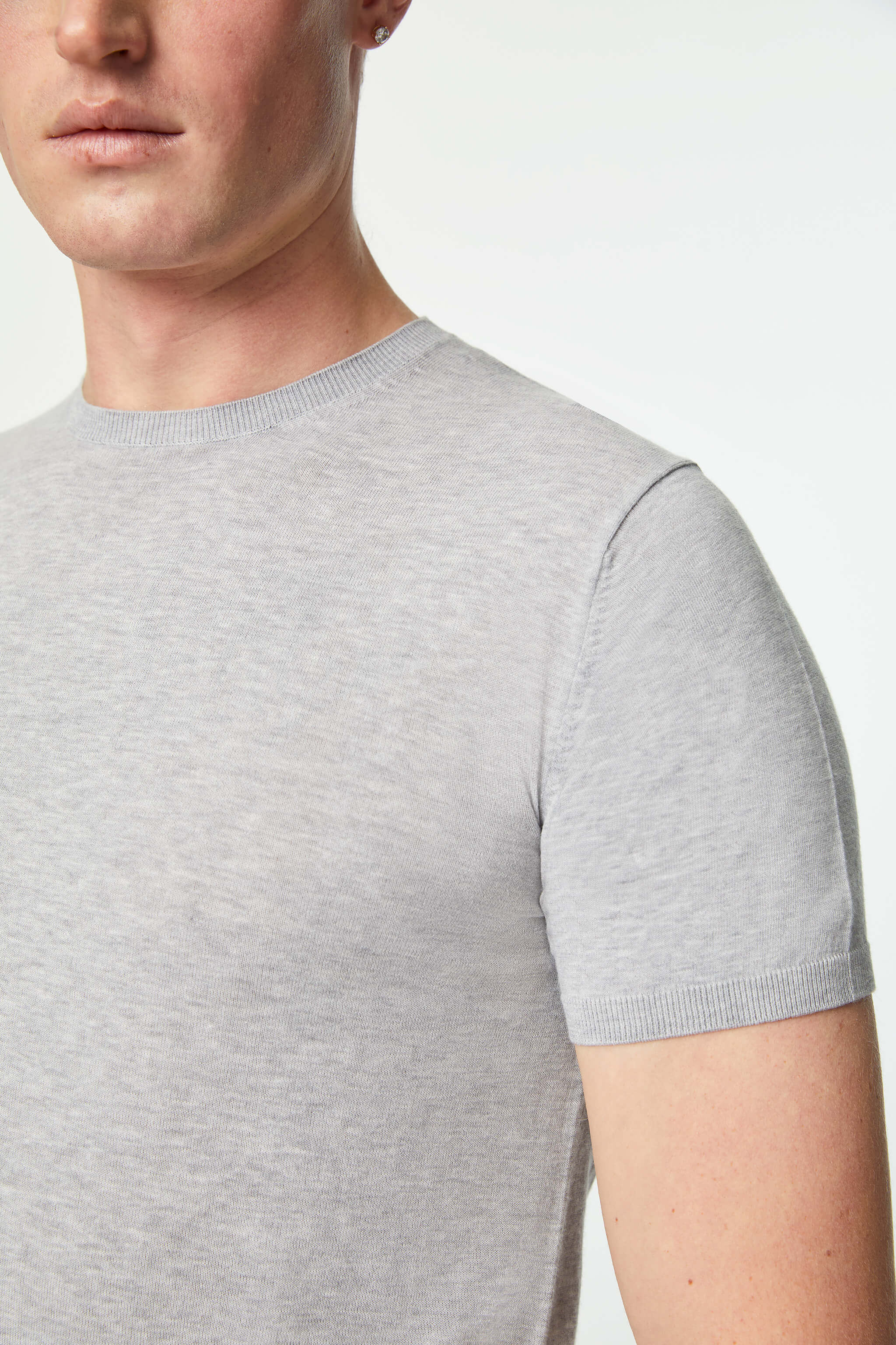 Short sleeve cotton T-shirt in Gray melange