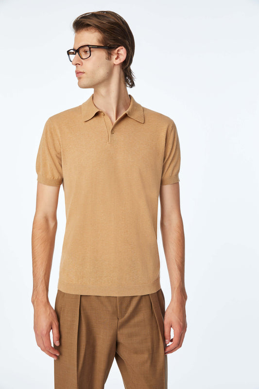 Knit Polo shirt in Brown