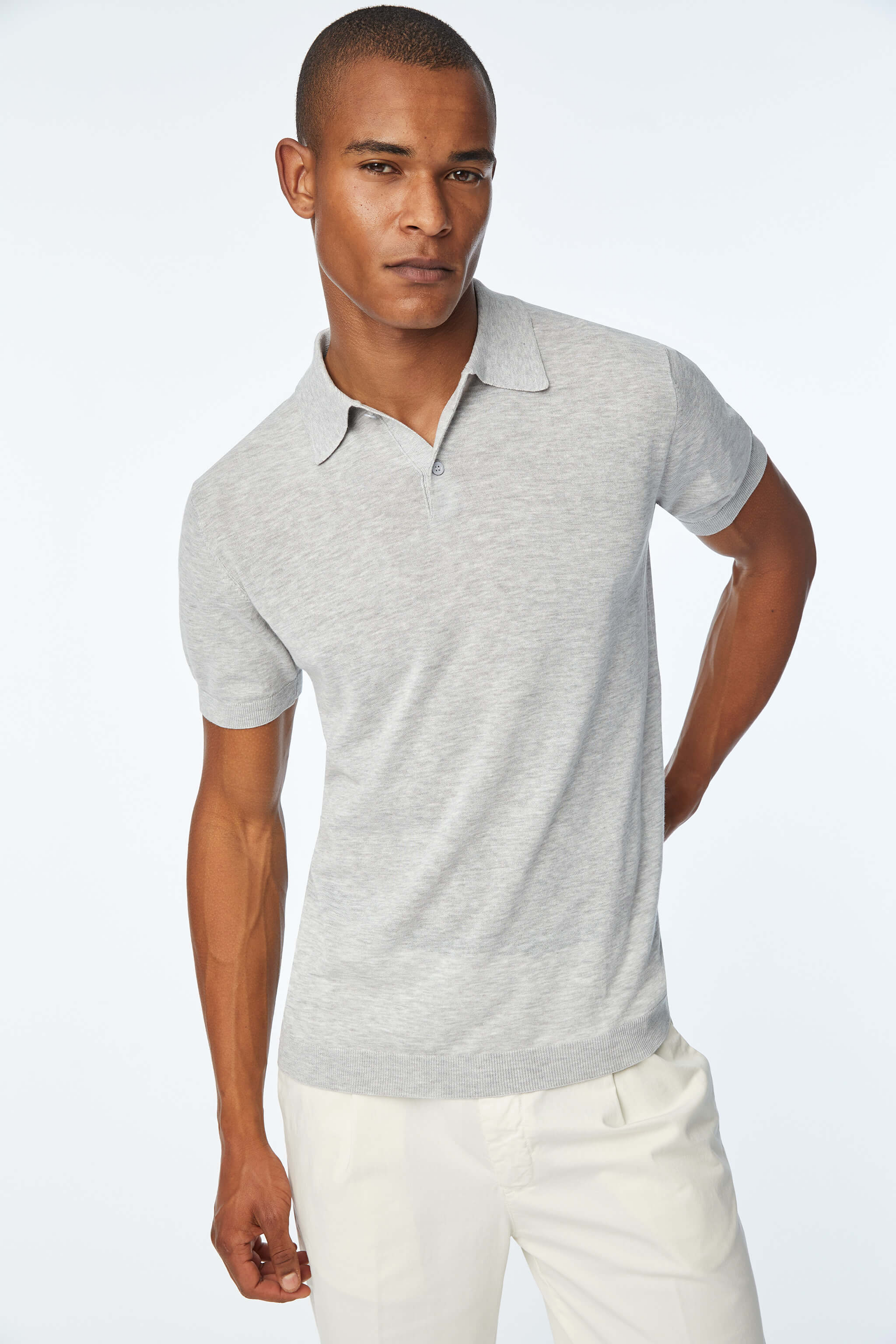 Knit Polo in Gray